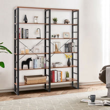 Load image into Gallery viewer, 80.7" Double Wide 6-Shelf Bookcase Industrial Metal Storage Shelf
