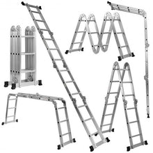 Load image into Gallery viewer, 12.5' 12-Step Multi Purpose Aluminum Folding Scaffold Ladder
