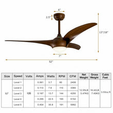 Load image into Gallery viewer, 52" Low Profile Ceiling Fan with LED Light
