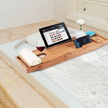 Load image into Gallery viewer, Bamboo Bathtub Extendable Sides Caddy Tray with Soap Dish
