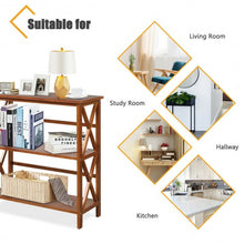 Load image into Gallery viewer, 3-Tier Wooden Open Shelf Bookcase with X-Design-Natural
