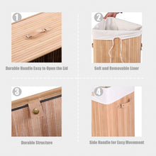 Load image into Gallery viewer, Rectangle Bamboo Hamper Laundry Basket Washing Cloth Bin Storage Bag Lid 3 color-Natural
