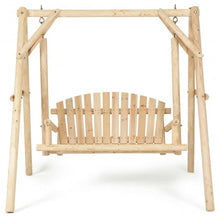Load image into Gallery viewer, Rustic Wooden Porch Swing Bench with A-Frame Stand Set
