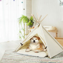 Load image into Gallery viewer, Indoor Pet Teepee Dog Puppy Cat Bed Portable Canvas Tent and House with Cushion

