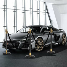 Load image into Gallery viewer, 6 Pcs Round Top Polished Stainless Stanchions Posts Queue Pole with 5 ft BlackVelvet Rope
