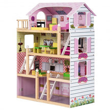 Load image into Gallery viewer, Wood Dollhouse Cottage with Furniture Playset for Kids
