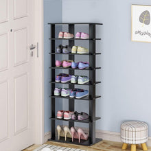 Load image into Gallery viewer, 7-Tier Dual Shoe Rack Free Standing Shelves Storage Shelves Concise-Black
