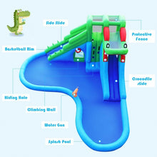 Load image into Gallery viewer, Inflatable Water Park Crocodile Bouncer Dual Slide Climbing Wall
