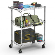 Load image into Gallery viewer, 3-Tier Utility Cart Heavy Duty Wire Rolling Cart with Handle Bar Storage Trolley
