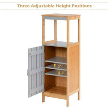 Load image into Gallery viewer, Bathroom Floor Cabinet Freestanding Single Door Bamboo 3-Tier Storage
