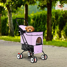 Load image into Gallery viewer, Pet Foldable Cage Stroller For Cat And Dog-Pink
