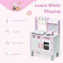 Load image into Gallery viewer, Kids Wooden Pretend Play Cooking Set with Sounds and Cookware Accessories
