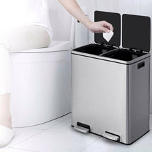 Load image into Gallery viewer, 16 Gallon Dual Step Trash Can Recycling Double Bucket Pedal
