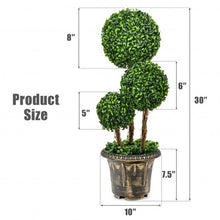 Load image into Gallery viewer, 30" Artificial Topiary Triple Ball Tree Indoor and Outdoor UV Protection
