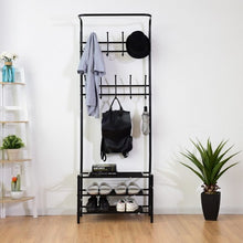 Load image into Gallery viewer, Metal Entryway Coat Hat Shoes Rack 18 Hooks Garment Rack
