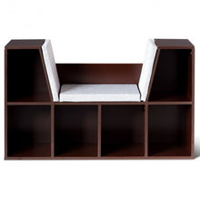 Load image into Gallery viewer, 6-Cubby Kid Storage Bookcase Cushioned Reading Nook-Brown
