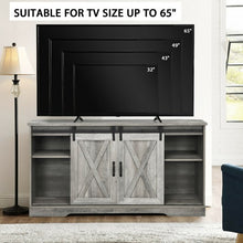 Load image into Gallery viewer, 59" TV Stand with Adjustable Shelf and Sliding Barn Door Cabinet-Gray
