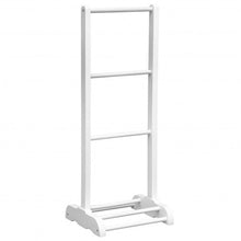 Load image into Gallery viewer, 3-Bar Acacia Wood Freestanding Bathroom Towel Rack  w/Bottom Storage Shelf-White
