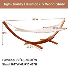 Load image into Gallery viewer, 161" Outdoor Swing Wooden Curved Arc Hammock
