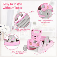 Load image into Gallery viewer, 4-in-1 Toddler Slide and Rocking Horse Playset with Basketball Hoop-Pink
