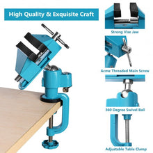 Load image into Gallery viewer, Bench Vise Swivel 3" Tabletop Clamp Vice Tilts Rotate 360 Universal Work

