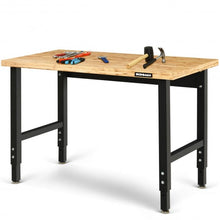 Load image into Gallery viewer, 48" Adjustable Height Bamboo Steel Frame Workbench

