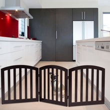 Load image into Gallery viewer, 24'' Configurable Folding Standing 3 Panel Wood Pet Fence-Brown
