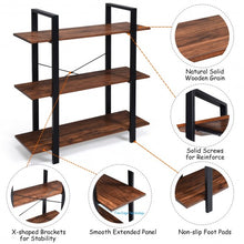 Load image into Gallery viewer, 3-Tiers Bookshelf Industrial Bookcases Metal Frame Shelf Stand
