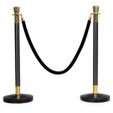 Load image into Gallery viewer, 6 Pcs Round Top Polished Stainless Stanchions Posts Queue Pole with 5 ft BlackVelvet Rope

