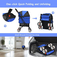 Load image into Gallery viewer, Pet Foldable Cage Stroller For Cat And Dog-Blue
