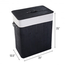 Load image into Gallery viewer, Double Rectangle Bamboo Hamper Laundry Basket-1PC Black
