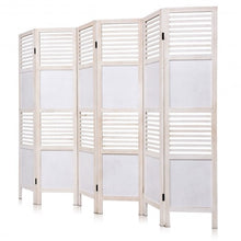 Load image into Gallery viewer, 6 Panel Stripe-hollow Wood Folding Freestanding Room Privacy Screen
