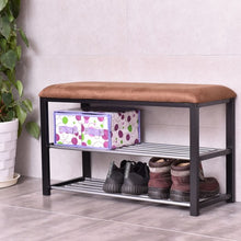 Load image into Gallery viewer, 2 Tiers Shoe Storage Rack Soft Seat Bench
