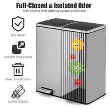 Load image into Gallery viewer, 16 Gallon Dual Step Trash Can Recycling Double Bucket Pedal
