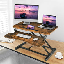 Load image into Gallery viewer, Converter Adjustable Riser Stand Desk with Keyboard Tray-Brown
