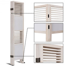 Load image into Gallery viewer, 6 Panel Stripe-hollow Wood Folding Freestanding Room Privacy Screen

