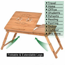 Load image into Gallery viewer, Portable Bamboo Laptop Desk Table with Drawer
