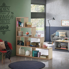 Load image into Gallery viewer, 6 Cubes Ladder Shelf Corner Bookshelf Storage Bookcase-Natural
