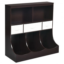 Load image into Gallery viewer, Freestanding Combo Cubby Bin Storage Organizer Unit W/3 Baskets-Brown
