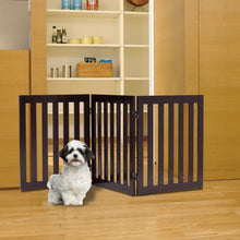 Load image into Gallery viewer, 24'' Folding Standing 3 Panels Wood Pet Fence-Brown
