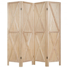 Load image into Gallery viewer, 5.6 Ft 4 Panels Folding Wooden Room Divider-Natural
