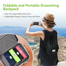 Load image into Gallery viewer, Drawstring Backpack String Bag Foldable Sports Sack with Zipper Pocket-Black
