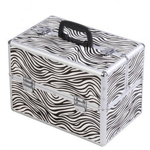 Load image into Gallery viewer, 14" x 9" x 10" Aluminum Makeup Case Cosmetic Organizer-Zebra
