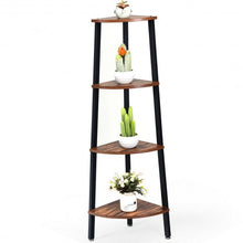 Load image into Gallery viewer, 4-Tier Corner Shelf Metal Storage Rack Domestic Bookcase-Black
