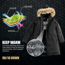 Load image into Gallery viewer, Women's Hooded Long Down Coat with Faux-fur Trim-Black-XL
