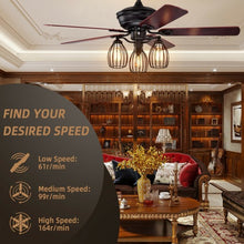 Load image into Gallery viewer, 52" Electric Ceiling Fan with 5 Blades and 3 Lights for Living Room and Bedroom
