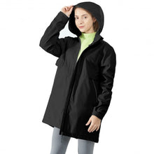 Load image into Gallery viewer, Hooded  Women's Wind &amp; Waterproof Trench Rain Jacket-Black-L
