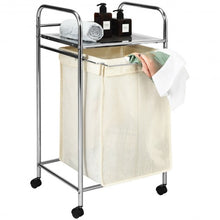 Load image into Gallery viewer, Laundry Hamper Basket Cart with Shelf and Removable Bag
