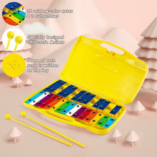 Load image into Gallery viewer, 25 Notes Kids Glockenspiel Chromatic Metal Xylophone-Yellow
