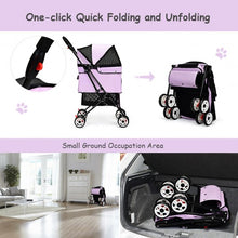 Load image into Gallery viewer, Pet Foldable Cage Stroller For Cat And Dog-Pink
